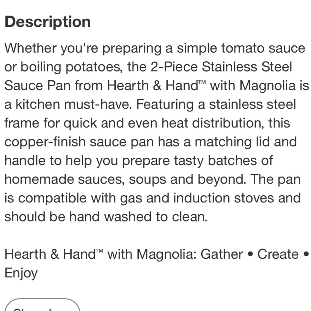 HEARTH & HAND NWT 2pc 7” stainless steel sauce pan -copper -2.1qt